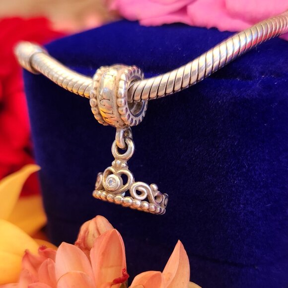 Authentic Pandora My Princess Dangle Charm with Clear CZ S925 ALE - Picture 6 of 7